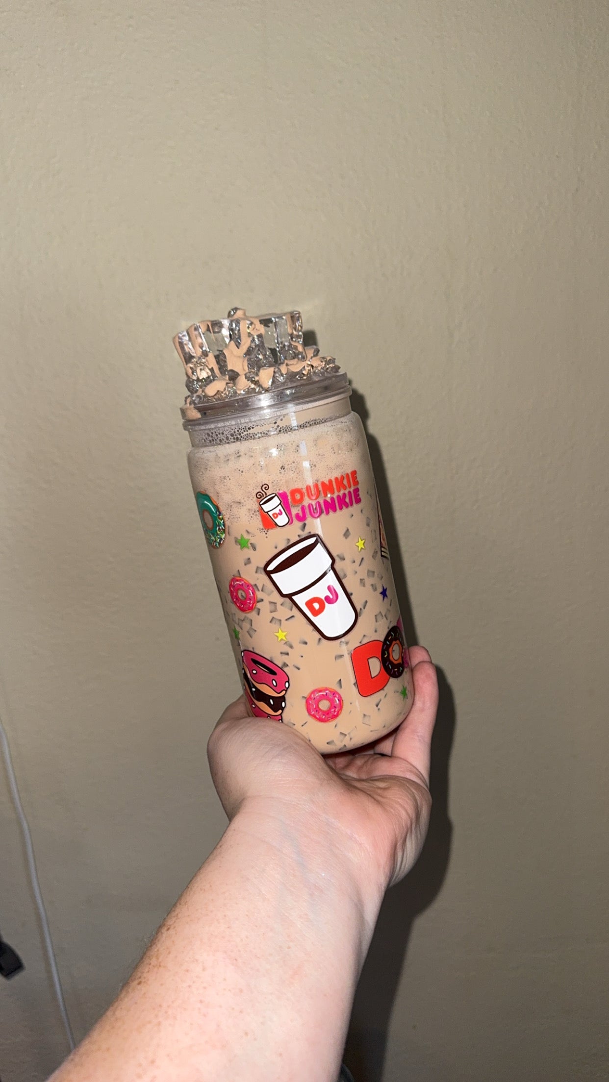 16 oz Coffee Snow Globe with custom lid