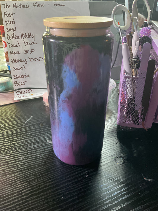 20 oz glass purple, blue and black swirl